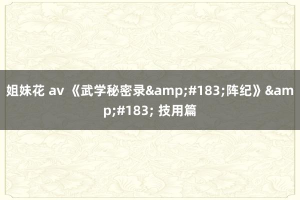 姐妹花 av 《武学秘密录&#183;阵纪》&#183; 技用篇