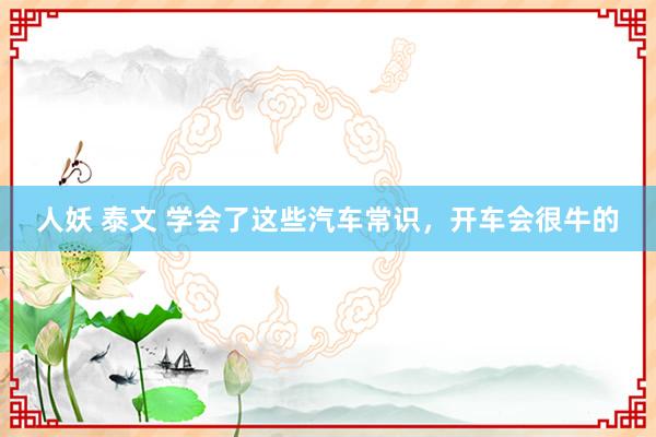 人妖 泰文 学会了这些汽车常识，开车会很牛的